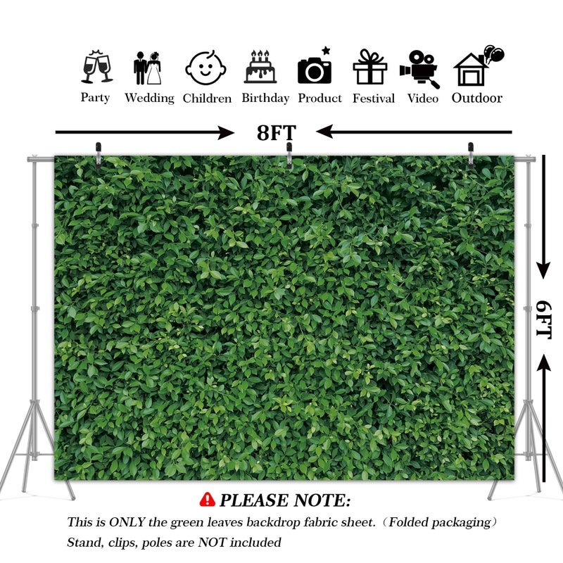 Msocio Green Leaves Backdrop - Nature Greenery Polyester Photography Background for Birthday Wedding Decor Soft Fabric Wall Banner | Baby Shower, Safari, Dinosaur Theme Photo Booth(8x6ft) - Image 3